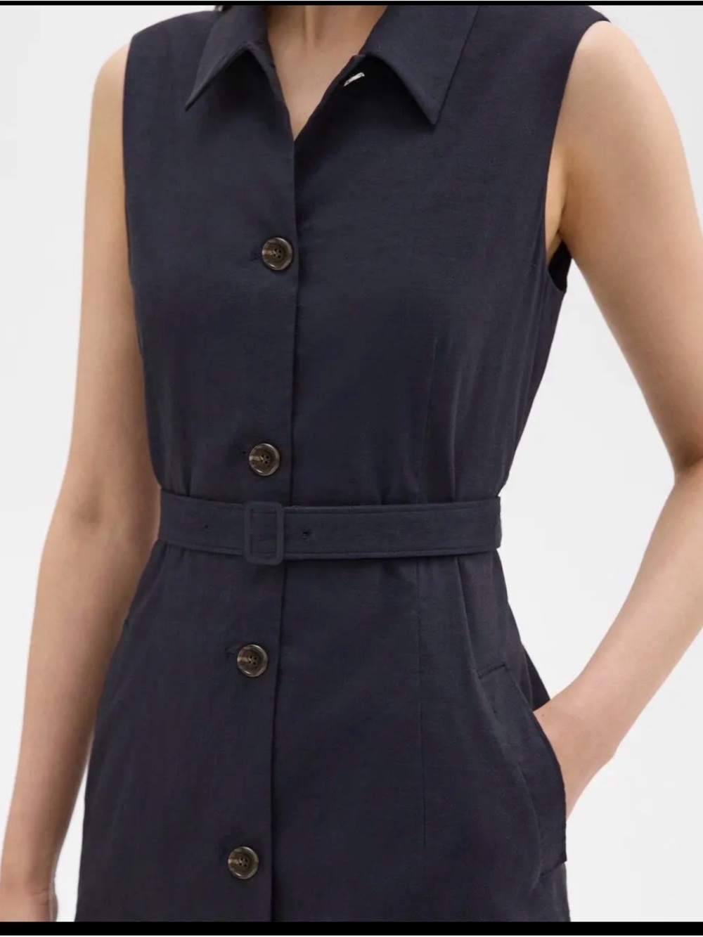 Theory Sleeveless Belted Military Dress